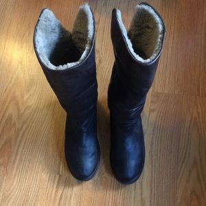 Frye Valerie Dark Brown Shearling Leather Winter Snow Pull On Boot 8.5 EUC